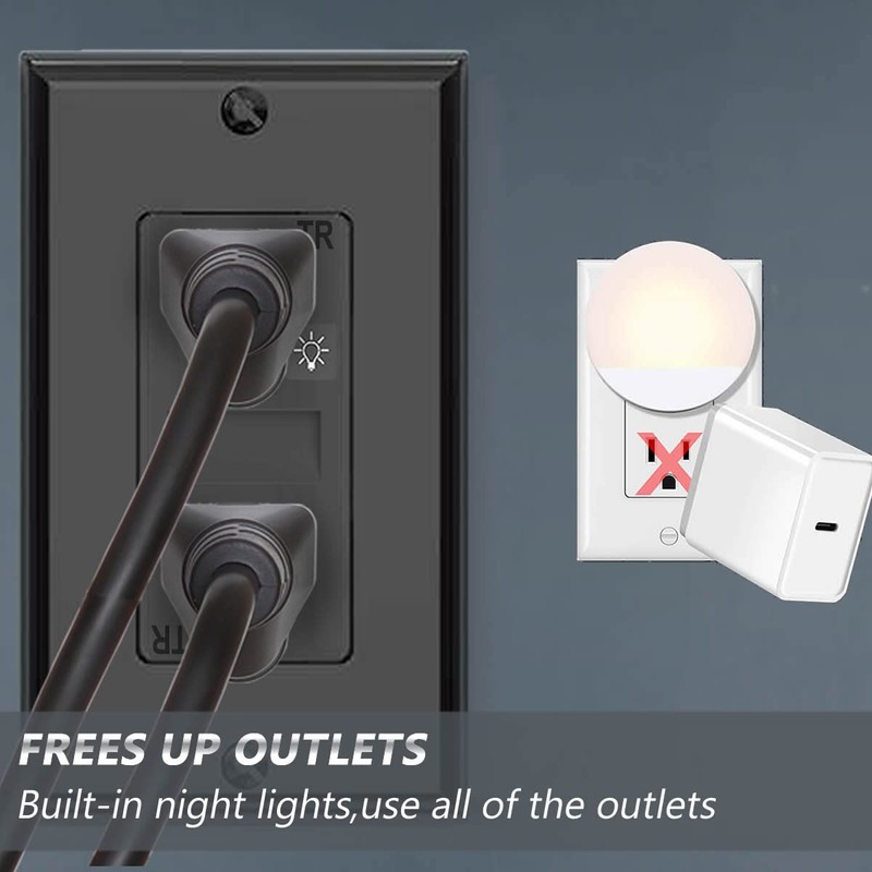 SOZULAMP Night Light Wall Outlets,Electrical Standard Receptacle Outlets with Nightight,15A