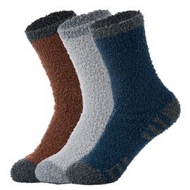 Mens Warm Fuzzy Socks Non Slip Socks for Men Soft Cozy Grip Slipper Socks Winter Indoor Sleeping Christmas Socks 3 Pairs 7 One Size