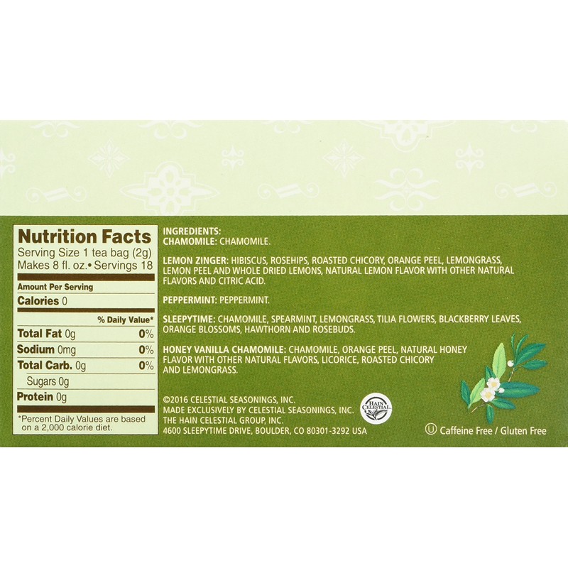 Celestial Seasonings Herbal Tea Sampler with 5 Flavors 18 ea