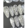 Clear half and half handmade nail tips - long ballerina