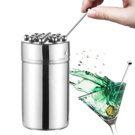 Amersis 4.5" Metal Cocktail Picks 21Pack+Holder Kit,Premium 304 Stainless Steel Reusable Appetizer Skewers Set for Sandwiches, BBQ Snacks, Cocktails. (4.5 inch)