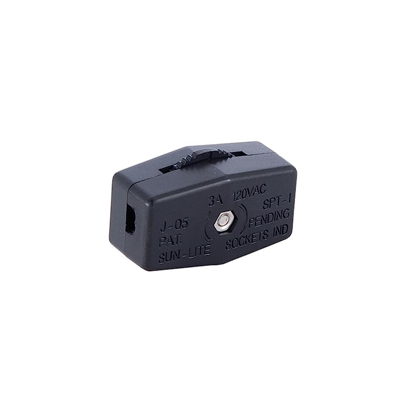 B&P Lamp® Black Inline Rotary Cord Switch for 18/2 SPT-1