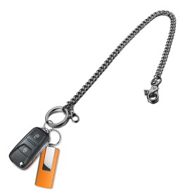 BOSHIYA Men's Stainless Steel Key Chain Trouser Chain 44 cm Long Wallet Chain Key Chain with Carabiner and Key Ring for Purse Key, black