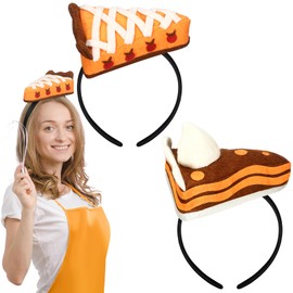 Hoteam 2 Pcs Pumpkin Pie Headband for Women Thanksgiving Funny Hairband Pie Party Favor Supplies Thanksgiving Accessories Fall Costume Dress up Headband