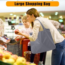 SwirlColor Foldable Shopping Bag, Large Reusable Shopping Bags, Lightweight Waterproof Shopping Bag with Attached Bag for Shopping Groceries, gray