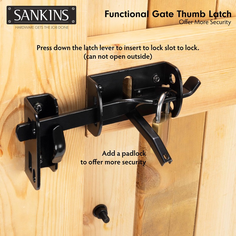 SANKINS Thumb Gate Latch for Wooden Fence Heavy Duty, Thumb