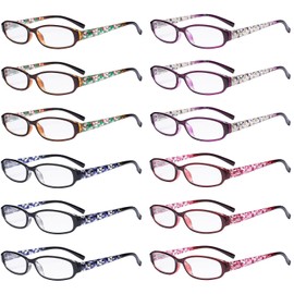 Eyekepper 12 Pack Small Reading Glasses for Women with Pattern Print Spring Hinge Readers +2.50
