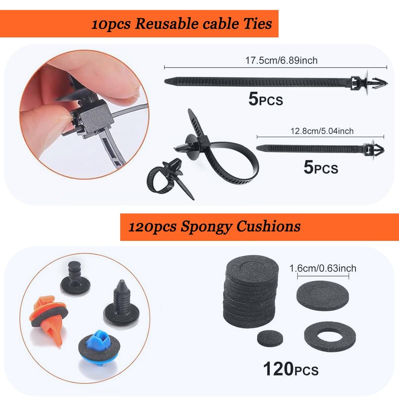 1240Pcs Car Retainer Clips & Fasteners Kit – 32 Universal