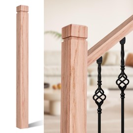Tristcily 3.5" x 47" Oak Wood Stair Newel Post with a Single Groove Notched Newel Wood Balusters for Staircase Interior and Outdoor Railing Newels for Stair Handrails(1 Pcs)