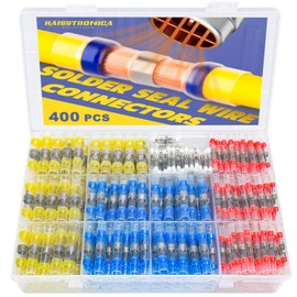 400PCS Solder Seal Wire Connectors-haisstronica Waterproof Heat Shrink Butt Connectors-Self Solder for Marine,Aircraft,Boat,Truck,Stereo,Joint