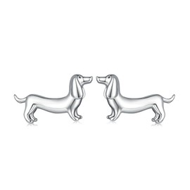 Cute Dachshund 925 Sterling Silver Stud Earrings For Women Girls Animal Puppy Dog Pets Cartilage Pierced Earrings Hypoallergenic Jewelry Funny Gifts Birthday