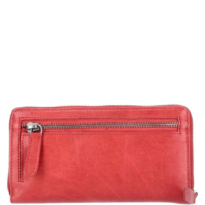 The Skandinavian Brand Lady Zip Wallet Washed Leather Red, red,