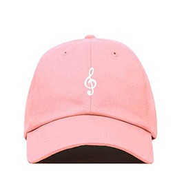 Tech Mrkt Music Note Baseball Cap Embroidered Cotton Adjustable Dad Hat Light Pink