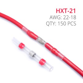Wirefy 150 PCS Solder Seal Wire Connectors - Heat Shrink Solder Butt Connectors - Waterproof Solder Sleeves - Self Soldering Wire Connectors - Red 22-18 AWG