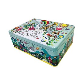 Rachel Ellen Love Our Planet Hinged Storage Tin for Children - 21.5 x 16 x 7.5 cm