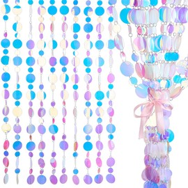 OLYCRAFT Pack of 20 Sequin Bead Curtain, Gold Iridescent Door Bead Curtain, Iridescent Party Decorations, PET Sequin Beads, Door Curtain for Hanging for Birthdays, Weddings