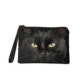 chaqlin Purse Change Purse for Women Travel Cosmetic Bag Small Purse Bag with Strap Zip, black cat, vintage