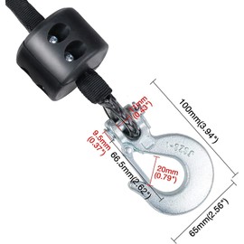 3/16" Synthetic Winch Rope 50 Ft Black Heavy Duty 7200 lb ATV Winch Rope Line with Steel Hook Rubber Stopper Protecting Sleeve/Sheath and Thimble Universal Fit for ATV SUV Vehicle Winch Rope