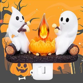 Ghost Campfire Night Light, 2025 Ghost Campfire Night light, 3D LED SmallFaux Campfire Night Light, Funny HalloweenNightlight indoor Decorations:_1 count