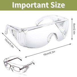 Pack of 6 Safety Glasses, Transparent Eye Protection Glasses, Safety Glasses, Laboratory Glasses, Scratch-Resistant Lenses, Transparent Anti-Fog for Men and Women, Children's Protective Glasses for