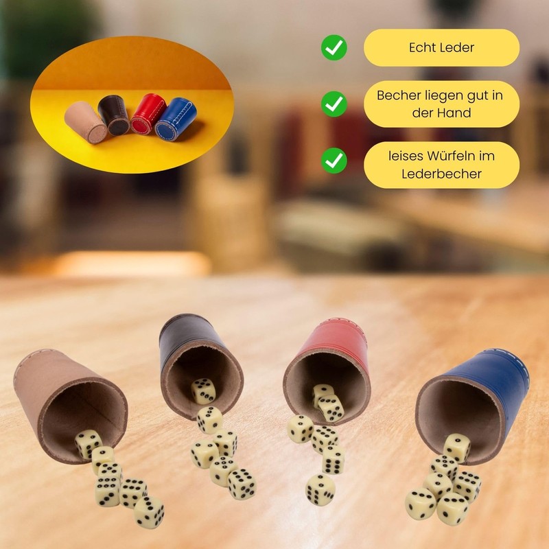 GICO Leather Dice Cup Standard (9 cm) with 6 Dice