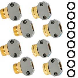 Hourleey Garden Hose Repair Kit, 4 Sets Aluminum Alloy Garden Hose End Mender, Male and Female Water Hose Repair Fittings, Fit 5/8" and 3/4" Connector, with 8 Extra Hose Washers