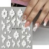 JMEOWIO 3D Embossed Yellow Flower Nail Art Stickers Decals Self-Adhesive