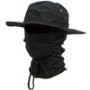 Black Tactical Boonie Hat and Balaclava Set Face Mask Head