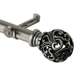 A&F Rod Decor - Baroque Curtain Rod 28-48 inch - Satin Nickel