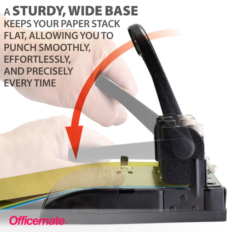 Officemate Heavy Duty Adjustable 2-3 Hole Punch with Lever Handle,