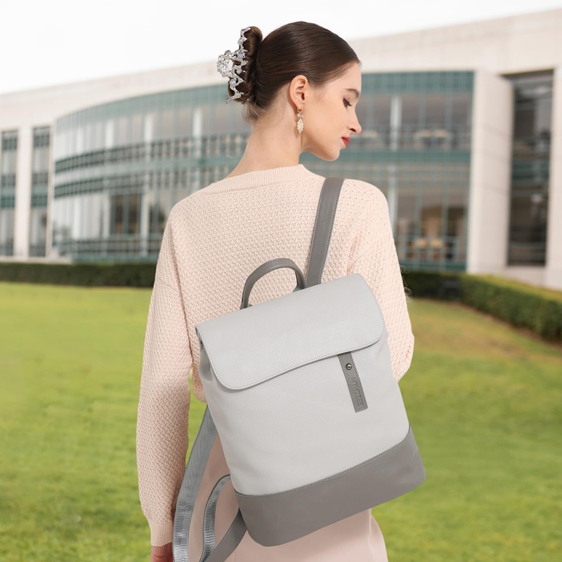 MYHOZEE Laptop Backpack for Women and Men, PU Leather Backpack