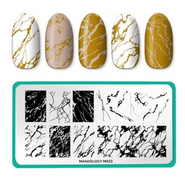 Maniology Marble Nail Stamping Plate, Luxe Stone Stamp Plates, Realistic Marbles Veining Manicure Designs, Sophisticated Stone-Effect Patterns