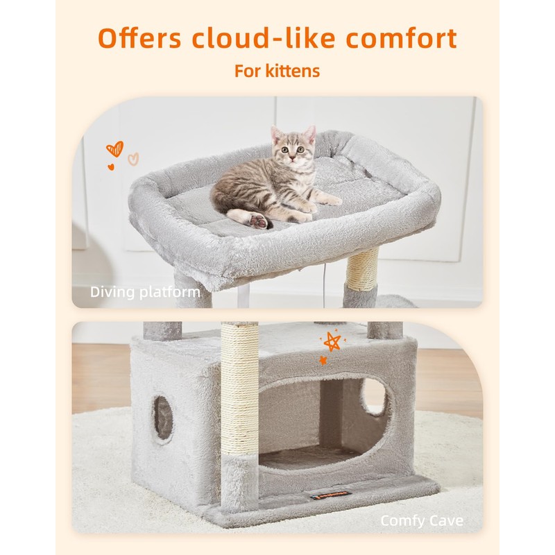 Taoqimiao Cat Tree,38.2-Inch Cat Tower for Indoor Cats,Suitable for Kittens