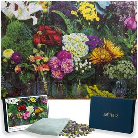 Aether Puzzles - from The Garden, Part 1 Flower Puzzle, Premium 1000 Piece Jigsaw Puzzle for Adults, Glare-Free, Soft-Touch Puzzles, Made in USA, 26.6" x 19.25"