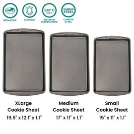 Baker's Secret Nonstick Cookie Sheet 15in baking area, Baking Tray for Oven Premium Food-Grade Coating, Non-stick Cookie Sheets, Baking Accessories - The Classic Collection (1x Medium 15" x 11")