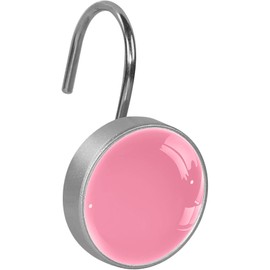 Pink Shower Curtain Hooks Set of 12 Rustproof Metal Decorative Shower Hooks for Curtains Rods Solid Color Shower Curtain Rings for Bathroom Living Room Bedroom