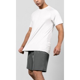 ODODOS Men's Quick Dry Short Sleeve Shirts UPF 50+ Sun Protection SPF Athletic Tops Workout T-Shirts, White, XX-Large