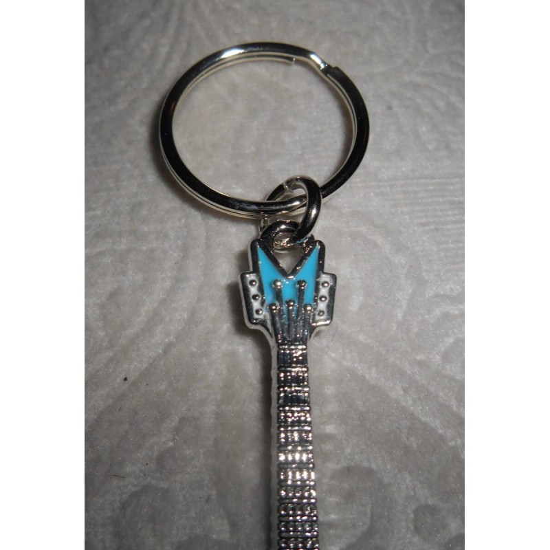 Unbranded GUITAR BLUE KEYCHAIN