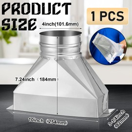 Pasimy 4'' Dia x 3-1/4" x 10'' L Rectangular to Round Duct Galvanized Steel Transition for Connecting Duct Fittings