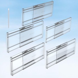 SPEREELER 5 Pack 6" High Adjustable Drawer Dividers for Clothes,Expandable From 12-20" Clear Drawer Organizers, PC Plastic Separators for Dresser/Bedroom/Bathroom/Kitchen/Office Storage