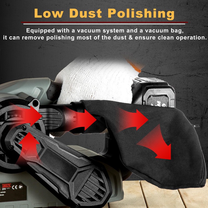 18V Belt Sander Cordless with Dust Bag Electric Sander Tool