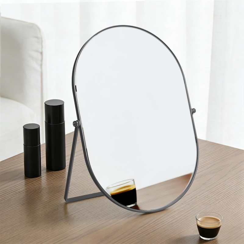 Vanity Desk Table Mirror with Stand and Metal Frame, 8
