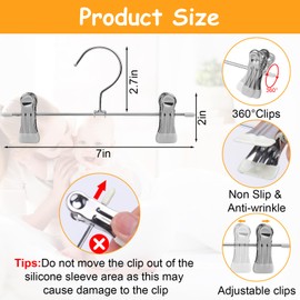 BUSOHA Baby Pants Hangers with Clips - 10 Pack 7” Stainless Steel Kids Toddler Hangers Closet Organizer Skirt Clothes Space Saving for Home Baby Essentials
