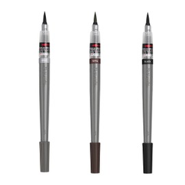 Pentel XGFP Colour Brush Pigment in Black, Grey and Sepia ink, Refillable (Set of 3)