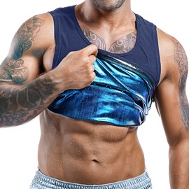 Sweat Spark - Chaleco de sudor para hombre, aumenta la pérdida de peso con mayor tecnología de sudoración y compresión para hombres (XS-7XL), Azul marino, 5X-Large