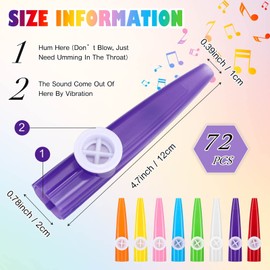Amylove 72 Pcs Plastic Kazoo Bulk for Kids Adults Musical Instruments Kazoos for Party Favors birthday Gift Prize Lovers anniversary Christmas Classrooms Musical 8 Colors