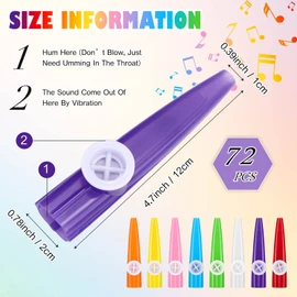 Amylove 72 Pcs Plastic Kazoo Bulk for Kids Adults Musical Instruments Kazoos for Party Favors birthday Gift Prize Lovers anniversary Christmas Classrooms Musical 8 Colors