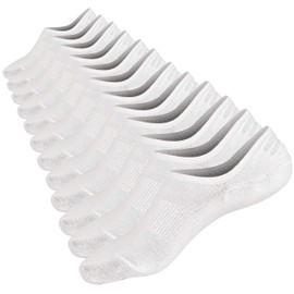 Mottee&Zconia - Calcetines cortos de corte bajo al tobillo para hombres y mujeres, calcetines básicos de algodón antideslizantes con agarres antideslizantes, 6 pares de color blanco., 11-13