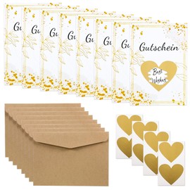 iewrtcin Pack of 8 DIY Scratch Cards with Seal Stickers, Kraft Paper Envelopes, and Heart Shape Scratch Film, Scratch Cards for Congratulations Card, Postcard for Birthday, Valentine's Day