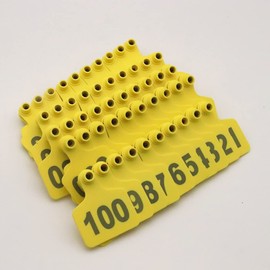 Cattle Ear Tags 001-100 Number Plastic Livestock Animal Tag for Cows Ear Tag Applicator Kit (Yellow)